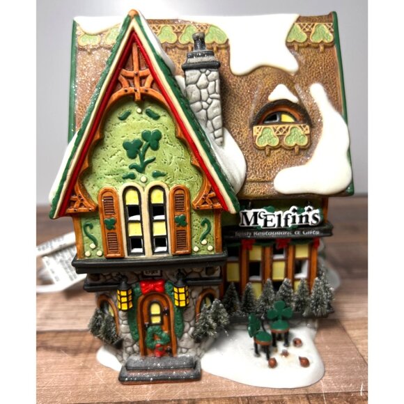 Department 56 McElfins Irish Restaurant & Gifts Lighted House North Pole series - Picture 2 of 9